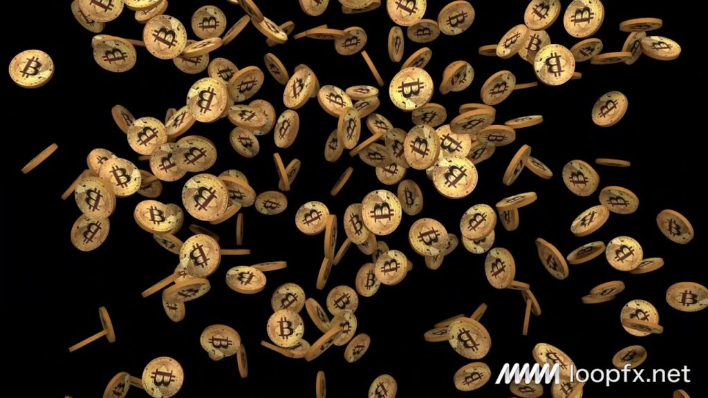 ビットコインの3DCGアニメ素材