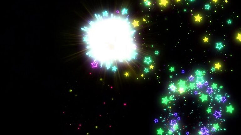 カラフルな星が輝くループ素材