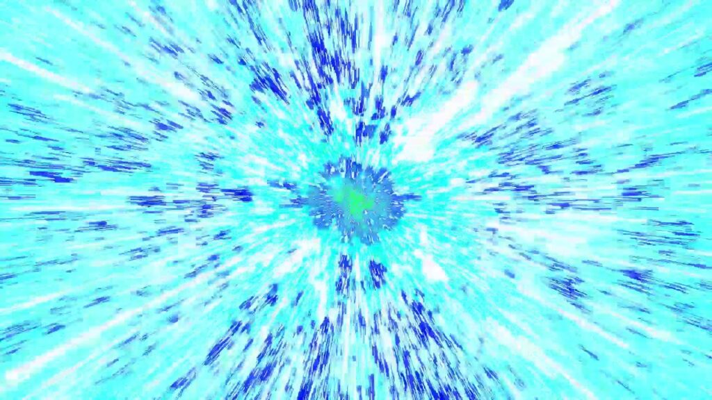 緑のワープする星のパーティクル素材