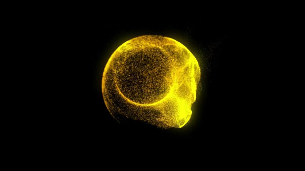 金色のエネルギーの光の粒子エフェクト素材
