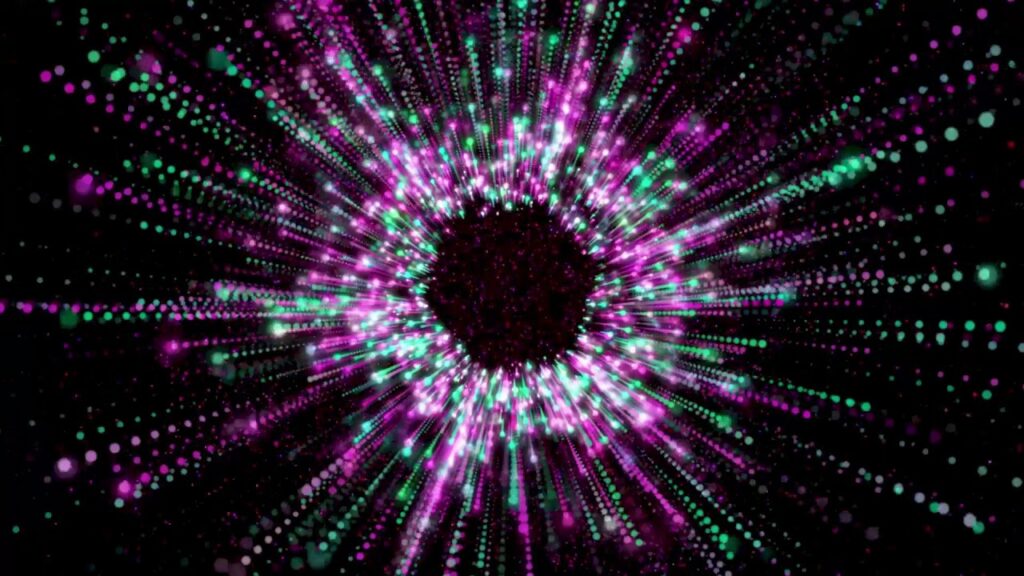 緑のサークル状の光の粒子エフェクト素材
