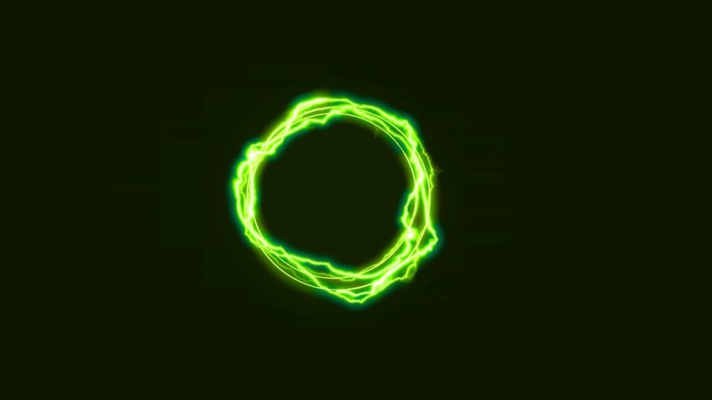 緑のサークル状の雷・電撃エフェクト素材