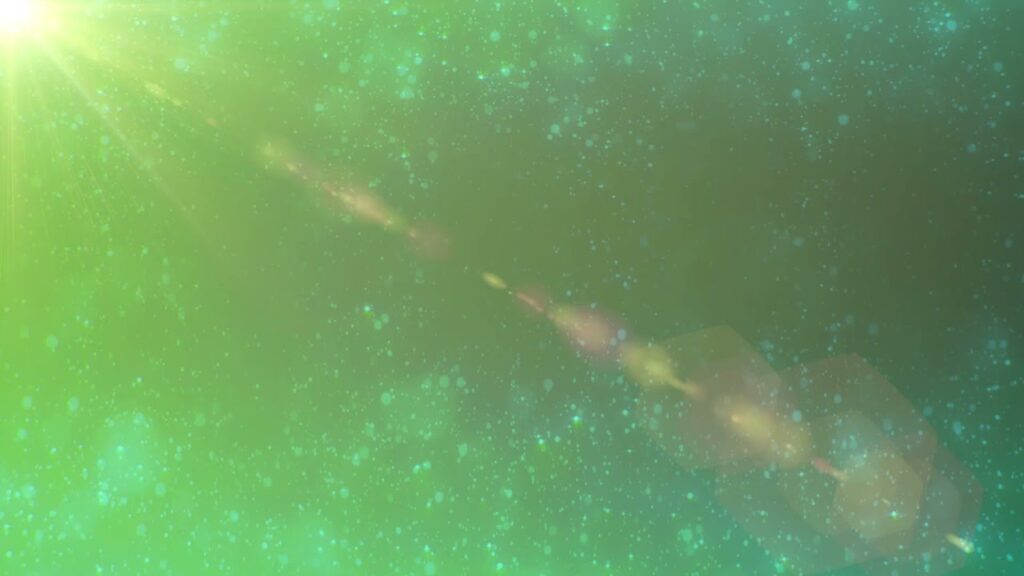 緑の粒子のレンズフレア演出素材