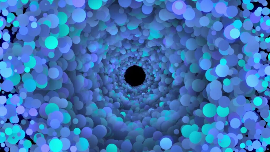 青いズームする光の粒子エフェクト素材