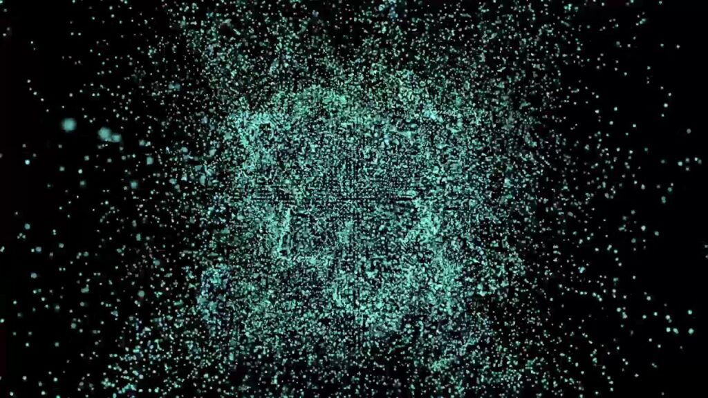 緑の粒子の宇宙空間の背景素材