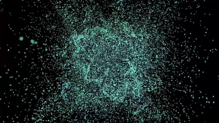 緑の粒子の宇宙空間の背景素材