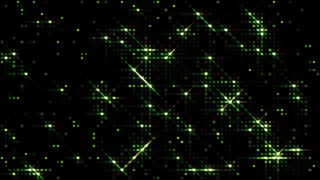 緑のフラッシュする星が輝くループ素材