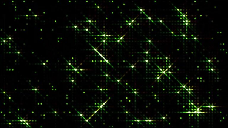 緑のフラッシュする星が輝くループ素材