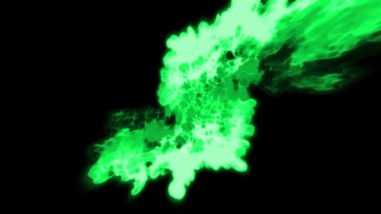 緑のサークル状の炎のループエフェクト素材