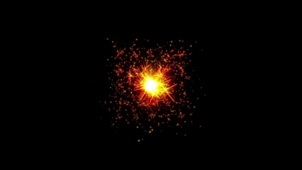 オレンジの火花のパーティクルの動画素材