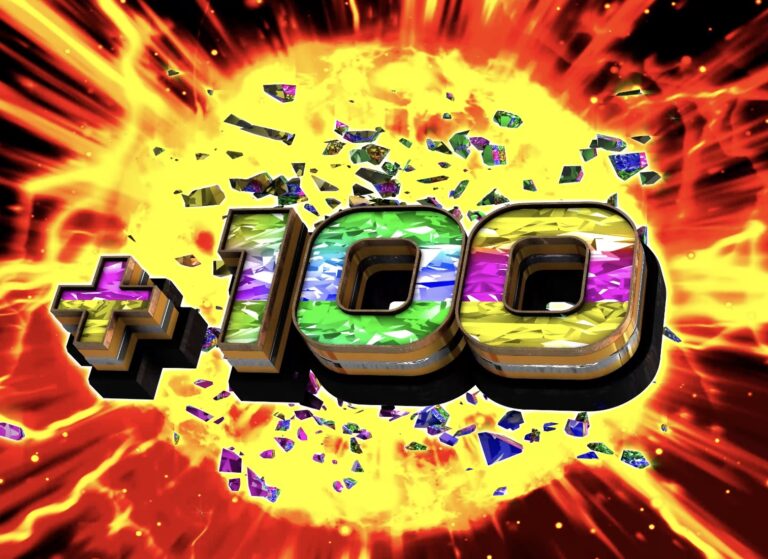 「プラス100」加算数字テロップ素材