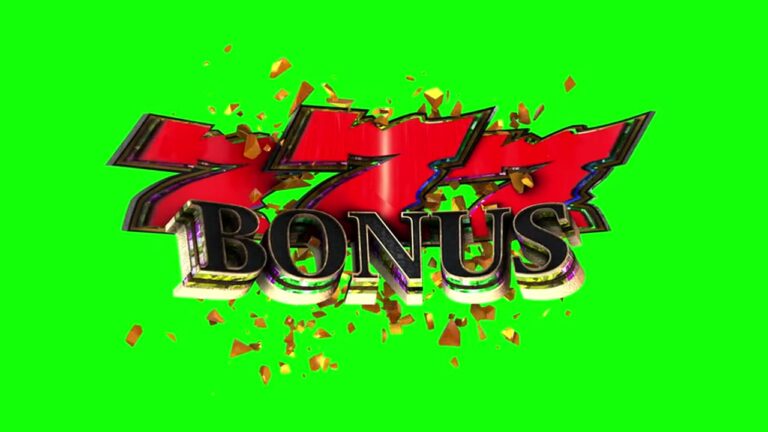 金のかけらが舞う777BONUSのグリーンバック素材｜無料DLのサムネイル