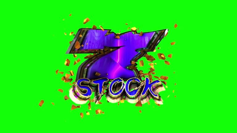 紫の7に青いSTOCK文字が重なるグリーンバック素材｜無料DLのサムネイル