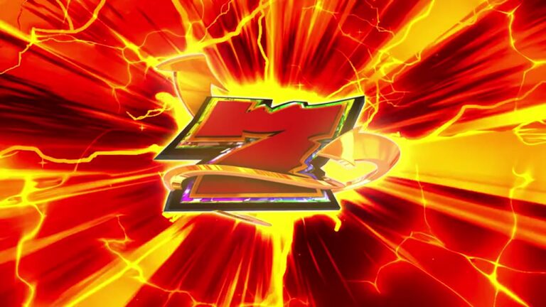 赤い7が炎のような光の中に浮かぶストック演出素材｜商用可・無料のサムネイル