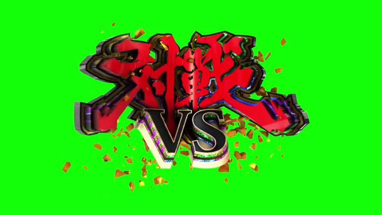 赤い対戦ロゴと白いVS文字のグリーンバック素材｜無料DLのサムネイル